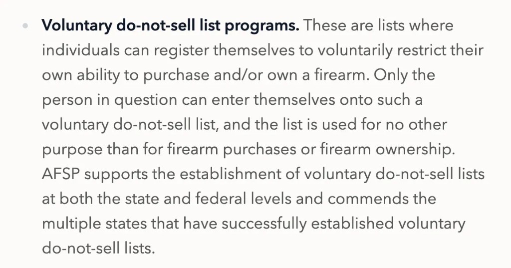 AFSP voluntary do-not-sell list programs